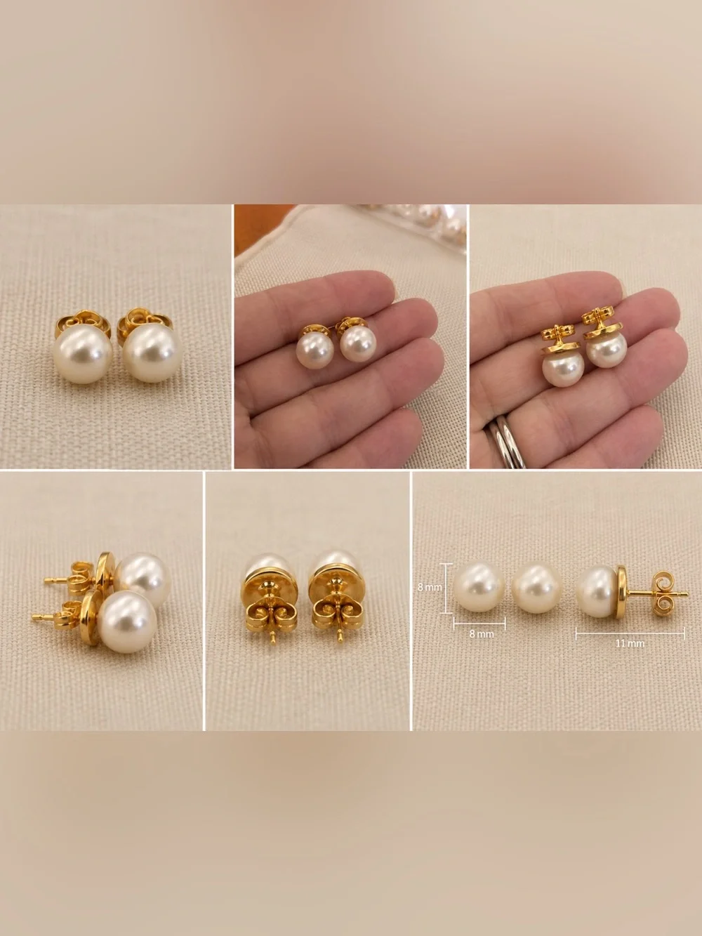 Gold Pearl Stud Earrings - Classic White Pearl Jewelry